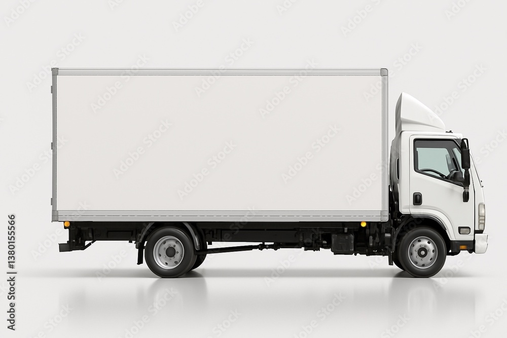 Side View of White Delivery Truck Isolated on White Background Side View of White Delivery Truck Isolated on White Background