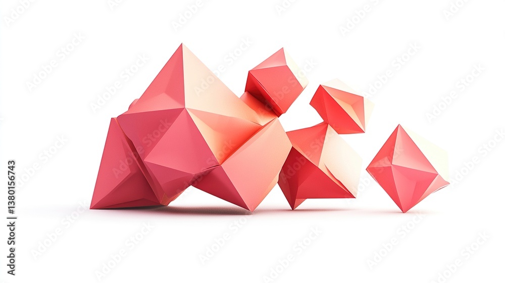 Abstract pink geometric shapes cluster. Abstract pink geometric shapes cluster.