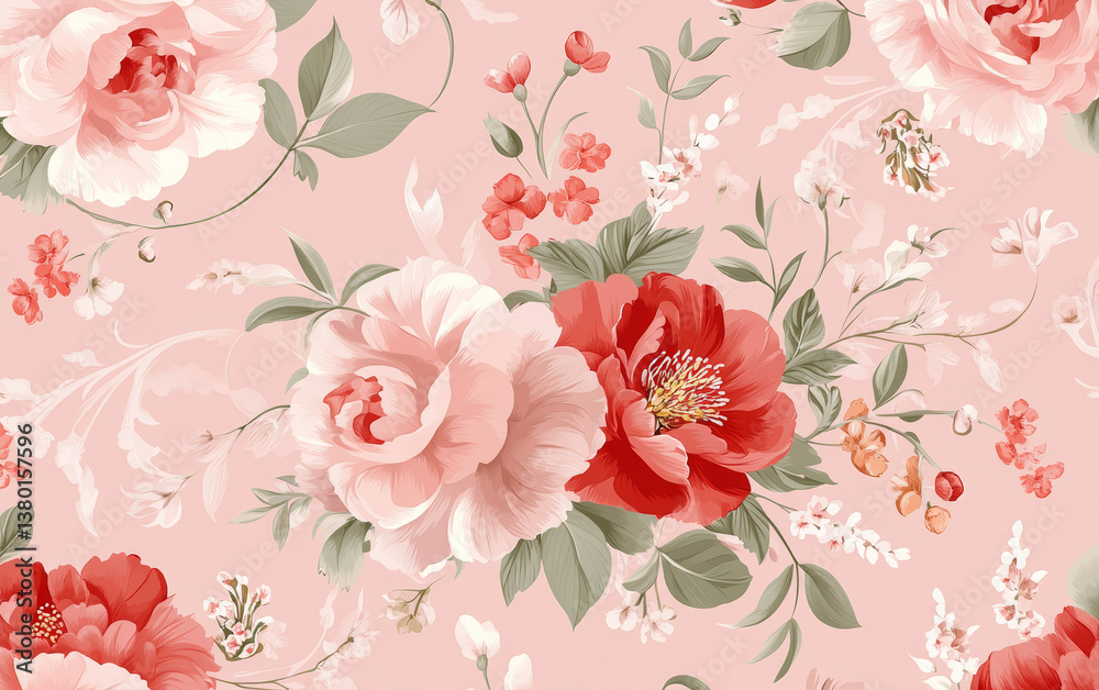 Fototapeta  Retro style floral texture art background

