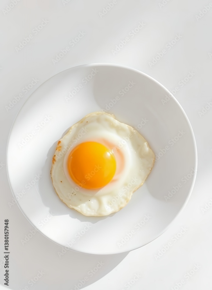 Delicious Sunny Side Up Egg on White Plate Delicious Sunny Side Up Egg on White Plate