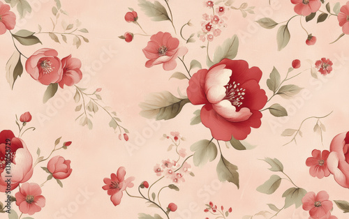  Retro style floral texture art background
