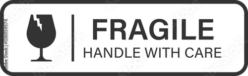 Black Fragile Symbol with Cracked Glass