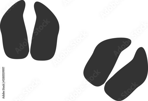 Deer or Antelope Hoofprint Silhouette Icons
