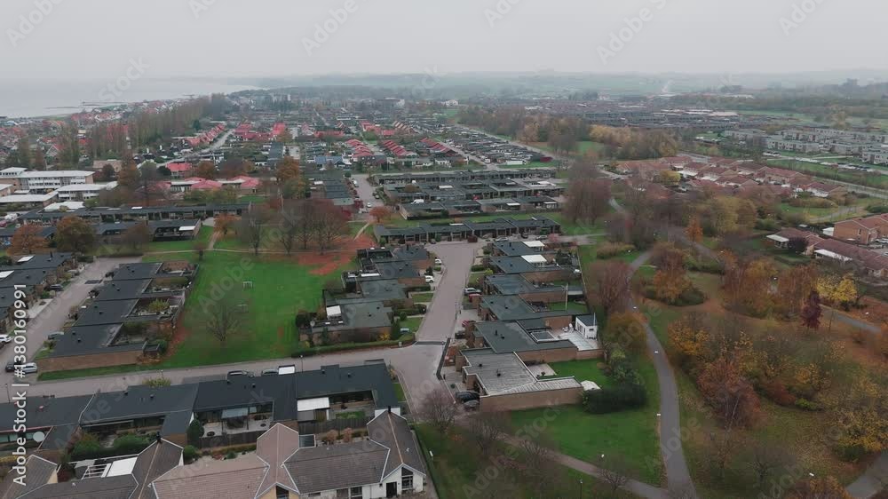 Aerial view of the small town Landskrona in South Sweden Skåne, autumn, cloudy Aerial view of the small town Landskrona in South Sweden Skåne, autumn, cloudy