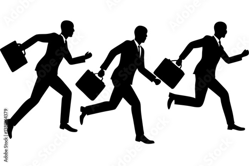 set of Businessman Briefcase silhouette vector illustration