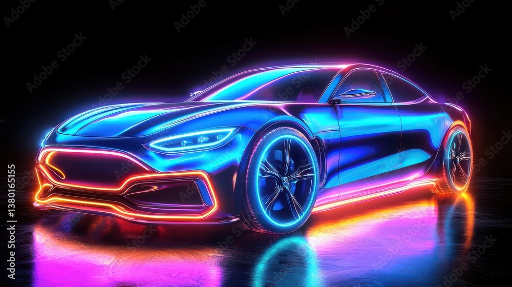 A sleek high performance sports car with a captivating neon lighting design that creates a futuristic dynamic and electrifying visual experience A sleek high performance sports car with a captivating neon lighting design that creates a futuristic dynamic and electrifying visual experience