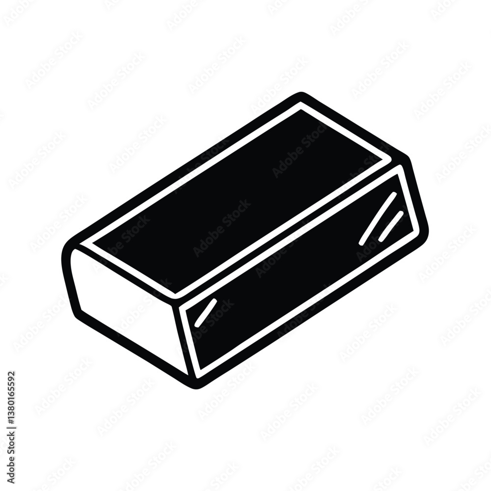 a vector silhouette of an eraser, placed on a white background a vector silhouette of an eraser, placed on a white background
