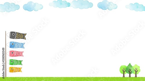 鯉のぼりのイラスト背景