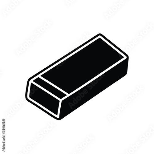 a vector silhouette of an eraser, placed on a white background 