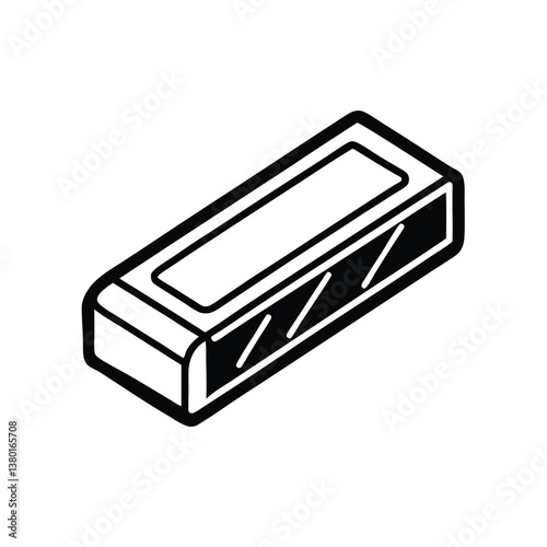 a vector silhouette of an eraser, placed on a white background 
