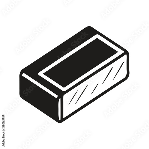 a vector silhouette of an eraser, placed on a white background 