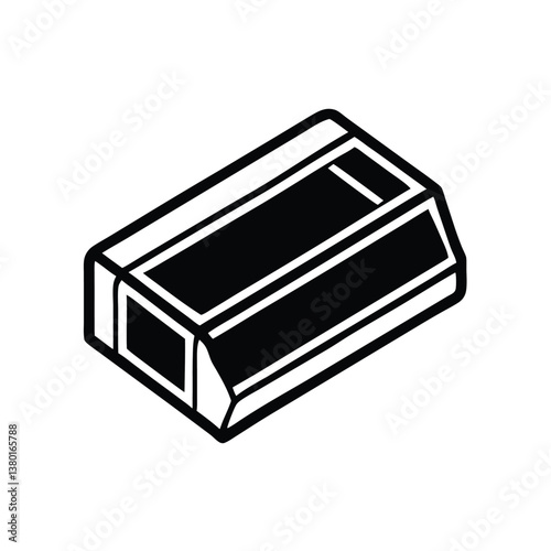 a vector silhouette of an eraser, placed on a white background 