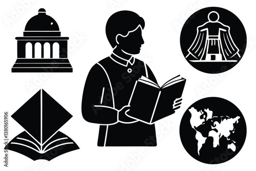 Important Historical Events Vector Illustration Collection
