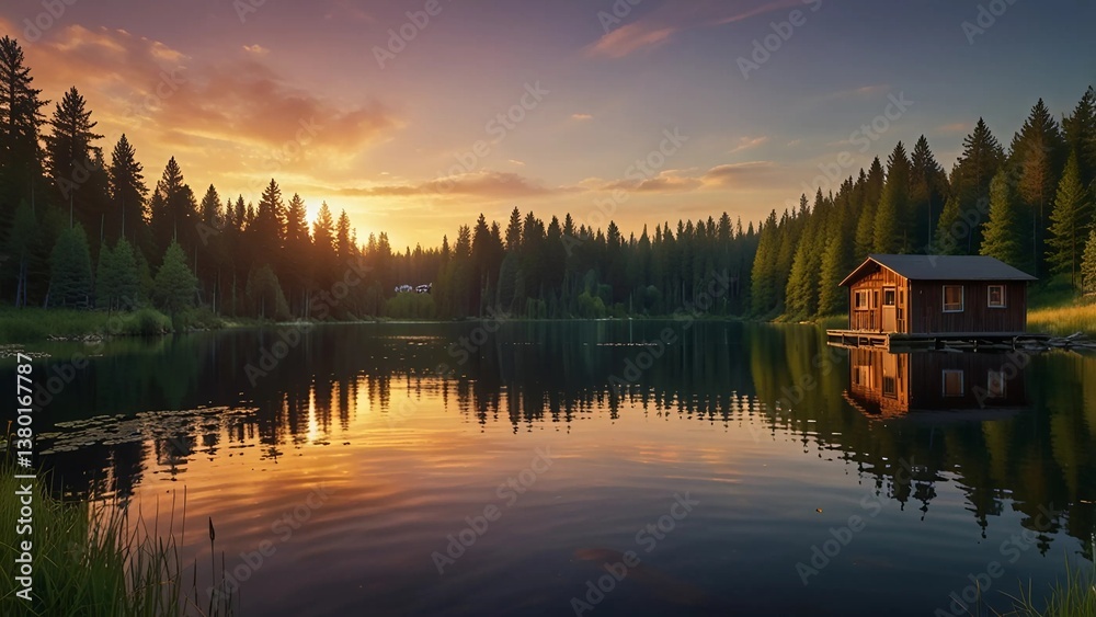 Obraz premium Sunset over the lake