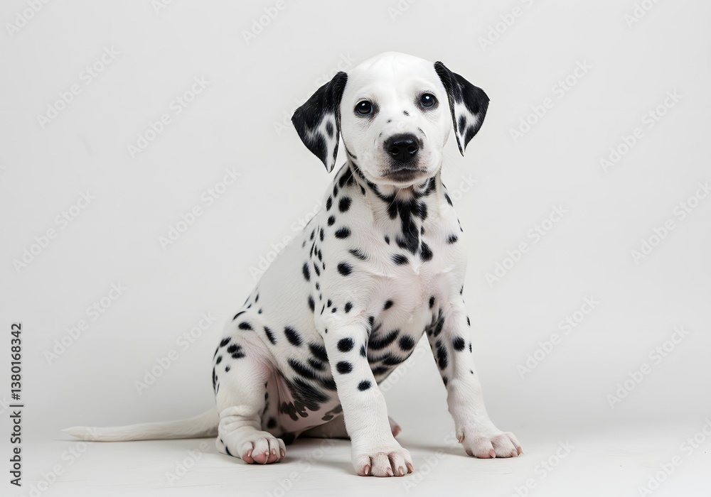 Adorable Dalmatian Puppy Portrait on White Background Spotted Dog, Black and White Pet. Adorable Dalmatian Puppy Portrait on White Background Spotted Dog, Black and White Pet.