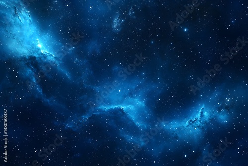 Fototapeta Naklejka Na Ścianę i Meble -  Blue nebula with stars abstract space background cosmos galaxy universe illustration.