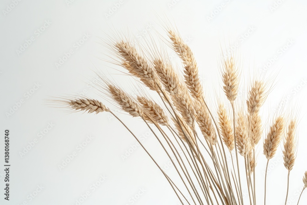 Dried wheat ears against a plain white backdrop Dried wheat ears against a plain white backdrop