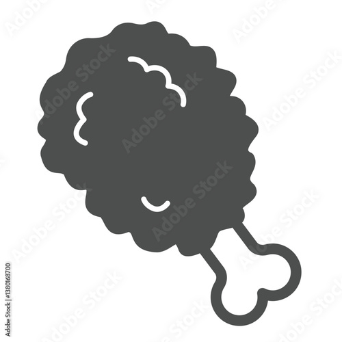 Fried chicken leg solid icon, culinary cooking concept. Vector graphics. Chicken bone, turkey nuggets sign on white background, glyph style icon for mobile or web design.