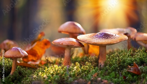 mushrooms in the autumn forest meadow fucus