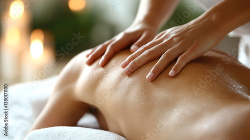 Wallpaper Mural A young woman receives a relaxing massage at a spa. Generative AI. Torontodigital.ca