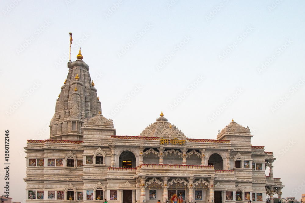 Fototapeta premium Very famous Hindu Temple- Prem Mandir. This temple is dedicated to Lord Krishna and Radha