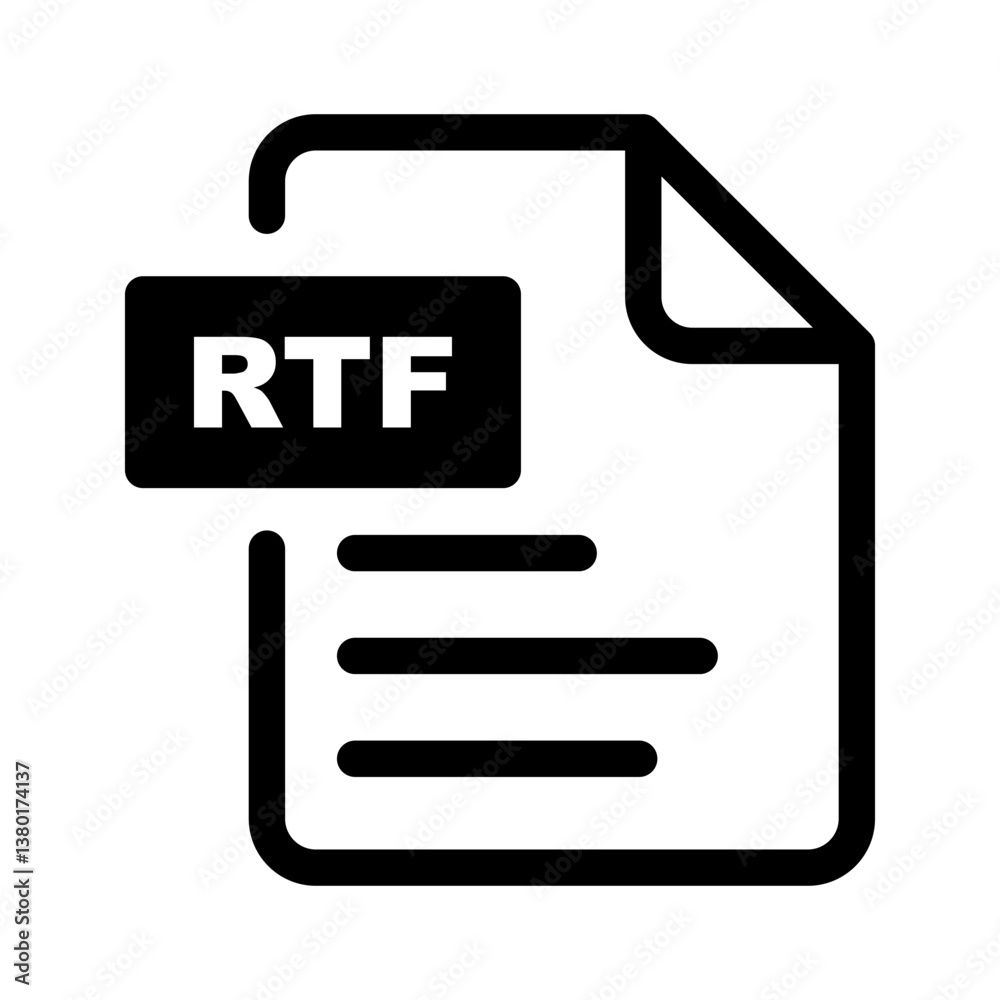 RTF file document icon.RTF file symbols. RTF file document icon.RTF file symbols.