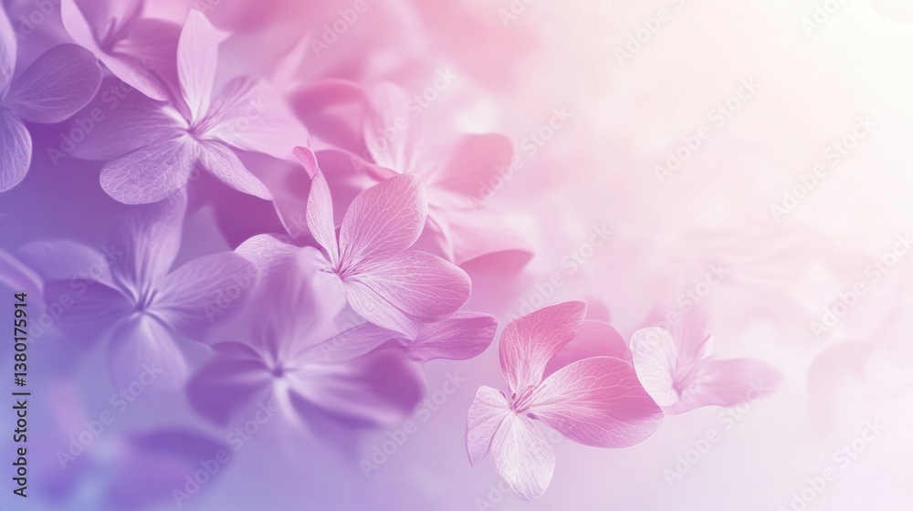 Floral gradient background with delicate lilac and soft pink petals creating a serene atmosphere for relaxation or artistic inspiration Floral gradient background with delicate lilac and soft pink petals creating a serene atmosphere for relaxation or artistic inspiration