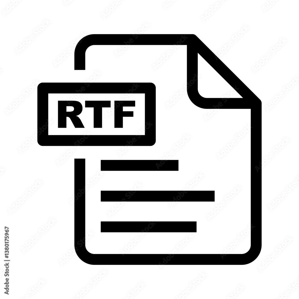 RTF file document icon.RTF file symbols. RTF file document icon.RTF file symbols.