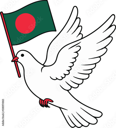 A dove carrying Bangladesh Flag