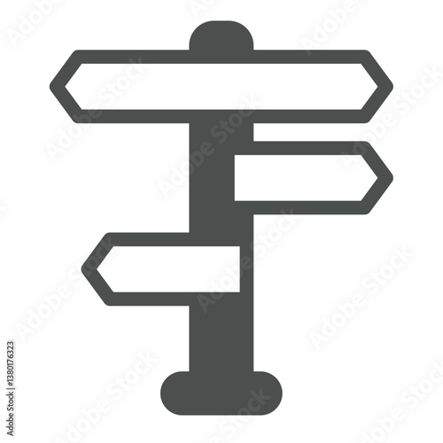 Road direction arrows pole solid icon, eco tourism concept. Vector graphics. Directions plates on pillar, wayfinding sign on white background, glyph style icon for mobile or web design.