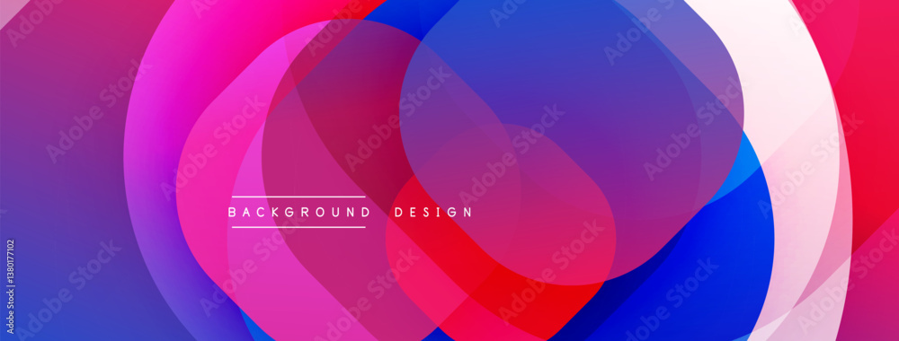 Fototapeta premium Abstract vibrant layers create dynamic composition. Smooth gradients blend pink, purple, blue, red. Modern design evokes energy, flow, visual interest.