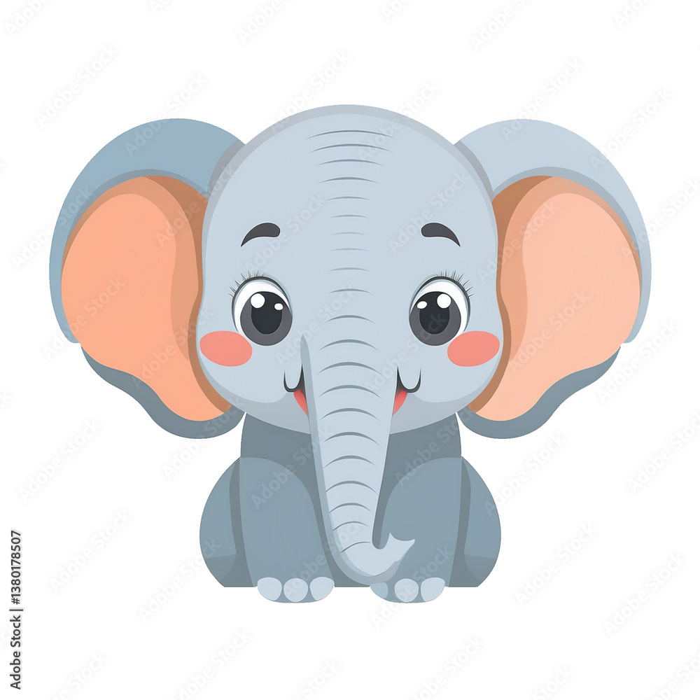 Fototapeta premium Elephant emoji on transparent png background