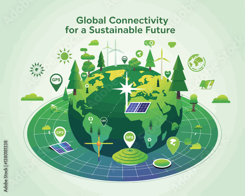 vector illustrative poster that celebrates global communication technology . Showcase a world travel by advanced communication systems.