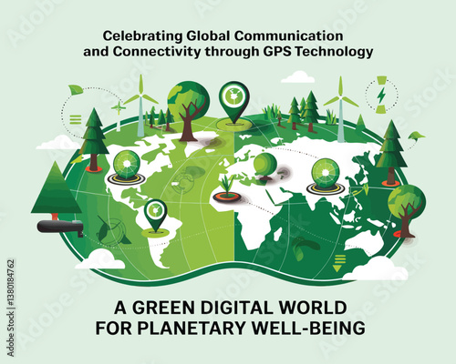 vector illustrative poster that celebrates global communication technology . Showcase a world travel by advanced communication systems.