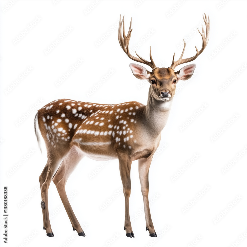 elegant fallow deer buck with antlers isolated on white elegant fallow deer buck with antlers isolated on white