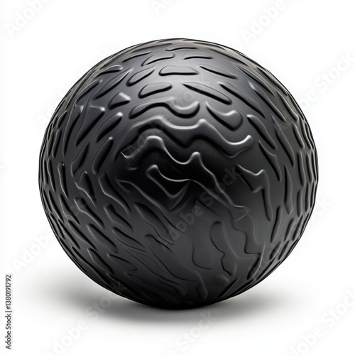 textured black massage ball for muscle recovery isolated on white