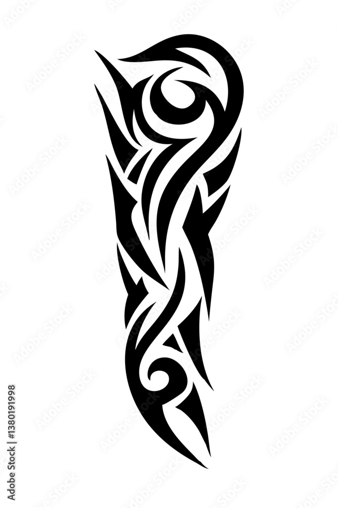 Naklejka premium Arm sleeve tattoo vector illustration on a white background.