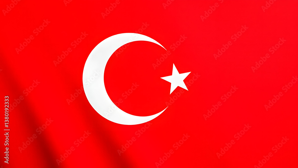 Obraz premium The waving flag of turkey featuring a white star and crescent on a vibrant red background.