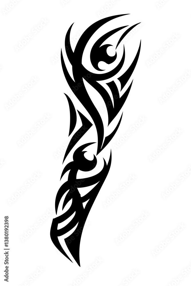 Obraz premium Arm sleeve tattoo vector illustration on a white background.