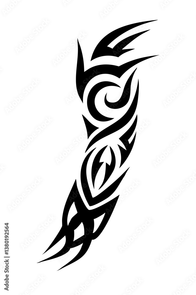 Fototapeta premium Arm sleeve tattoo vector illustration on a white background.