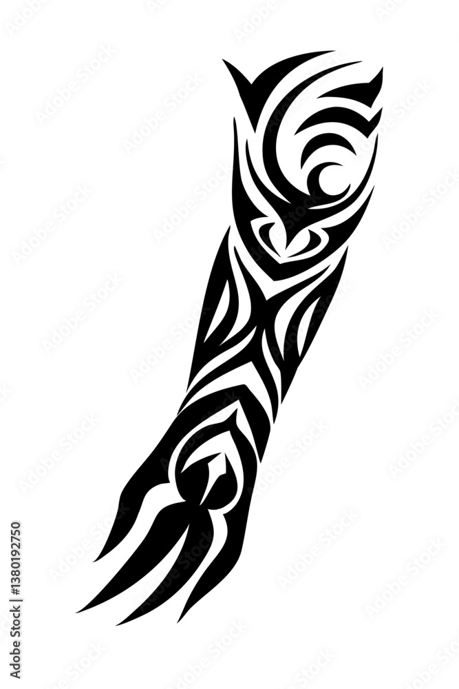 Obraz premium Arm sleeve tattoo vector illustration on a white background.