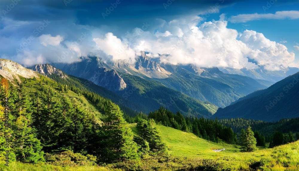 landscape of the mountains trees and clouds landscape of the mountains trees and clouds