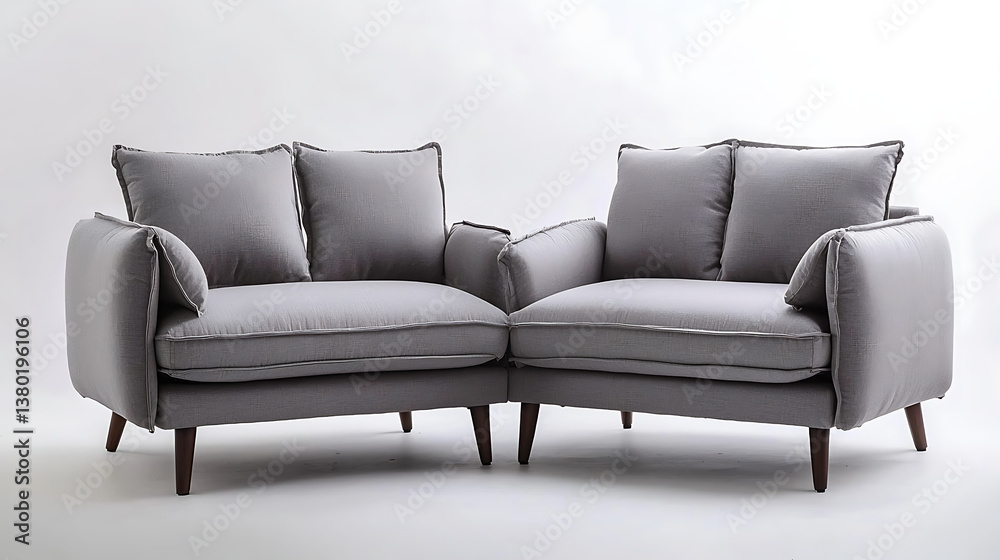 Fototapeta premium A gray couch with two pillows on it