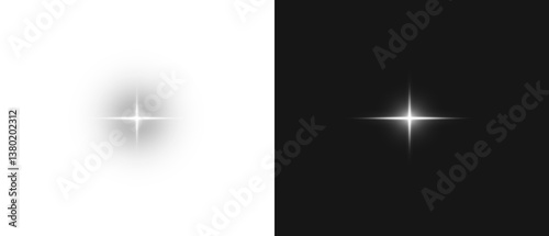 PNG Flash light on black background. Glow Star light sparkle. Vector glow sparkle effect. Abstract lens flare. Flashing lights. Transparent PNG. Stock royalty free.