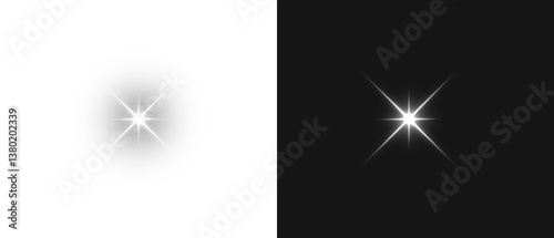 PNG Flash light on black background. Glow Star light sparkle. Vector glow sparkle effect. Abstract lens flare. Flashing lights. Transparent PNG. Stock royalty free.