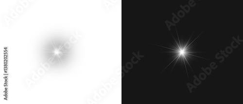 PNG Flash light on black background. Glow Star light sparkle. Vector glow sparkle effect. Abstract lens flare. Flashing lights. Transparent PNG. Stock royalty free