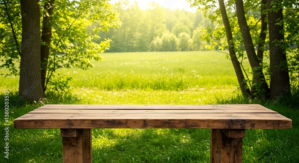 Naklejka premium Sunlit Meadow's Table AI Generated
