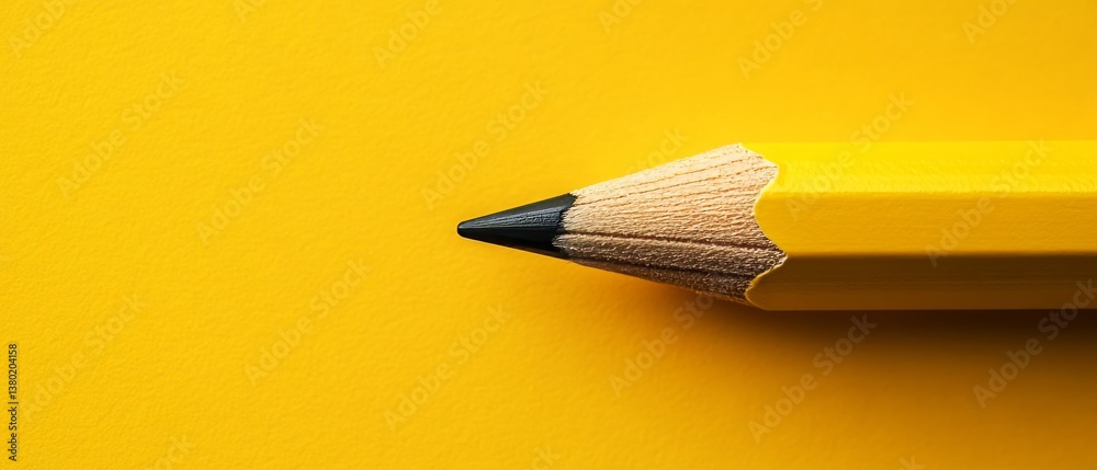 PNG image of a yellow pencil is generated using AI, highlighting its role as a fundamental tool in school offices for drawing and writing activities