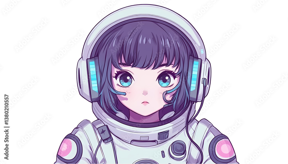 Pixel Art Astronaut Girl Anime Space Suit isolated on transparent background Pixel Art Astronaut Girl Anime Space Suit isolated on transparent background