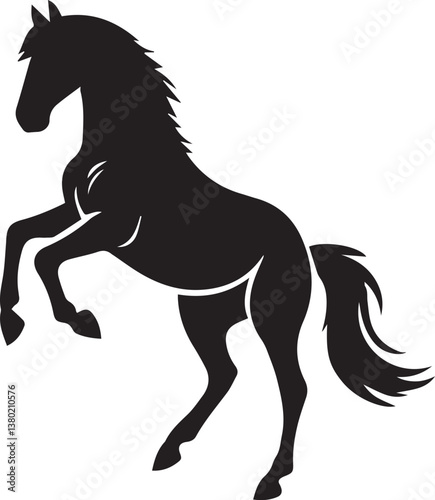 Horse Standing on Two Legs Vector Animal Illustration Silhouette